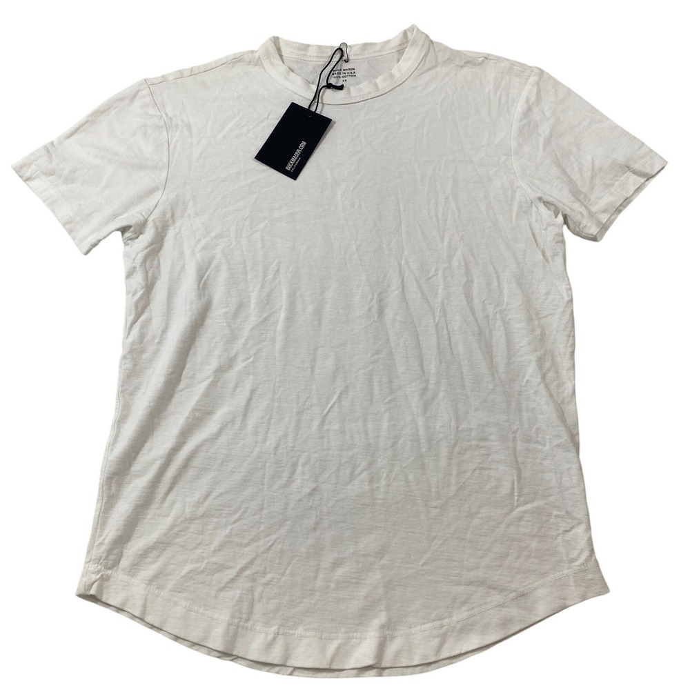 Buck Mason Mens White Tough-Knit Curved Hem Tee Shirt XS NEW